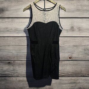Women's KENSIE Black White Sleeveless Dress‎ with Lace Size Medium NWT $99